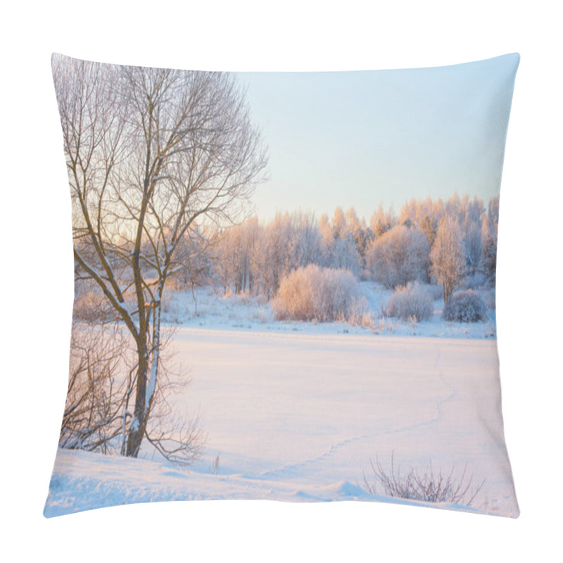 Personality  Winter Morning With Snow And Frost Pillow Covers