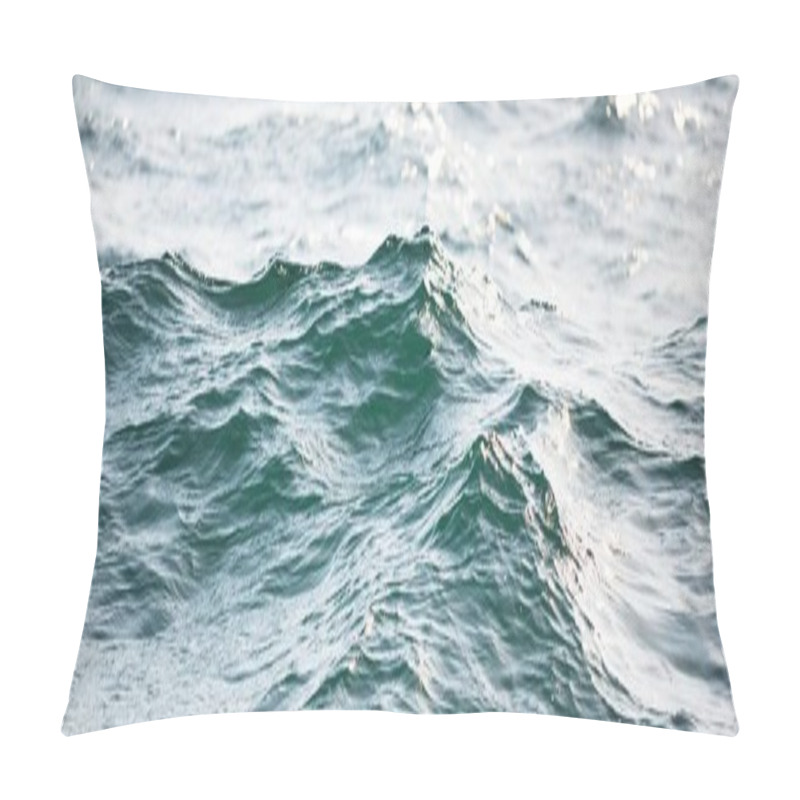 Personality  High Angle View Of The Mediterranean Sea. Waves, Splashes, Water Surface Texture. Blue, Azure, Turquoise Colors. Abstract Natural Pattern, Background, Wallpaper. Graphic Resources, Copy Space Pillow Covers