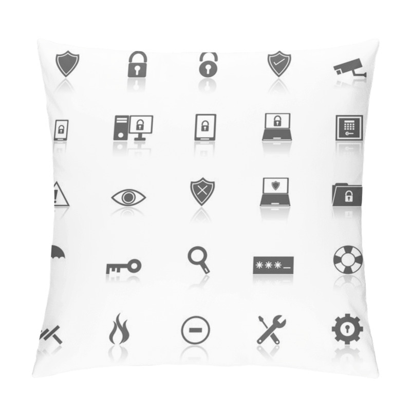 Personality  Security Icons With Reflect On White Background Pillow Covers