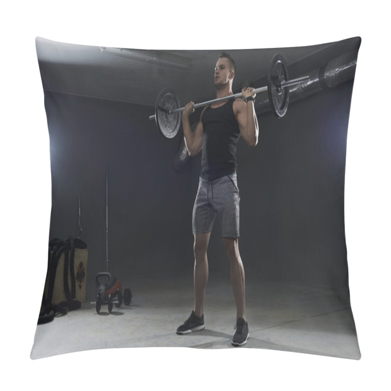 Personality  Man Doing Exercise With Barbell  Pillow Covers