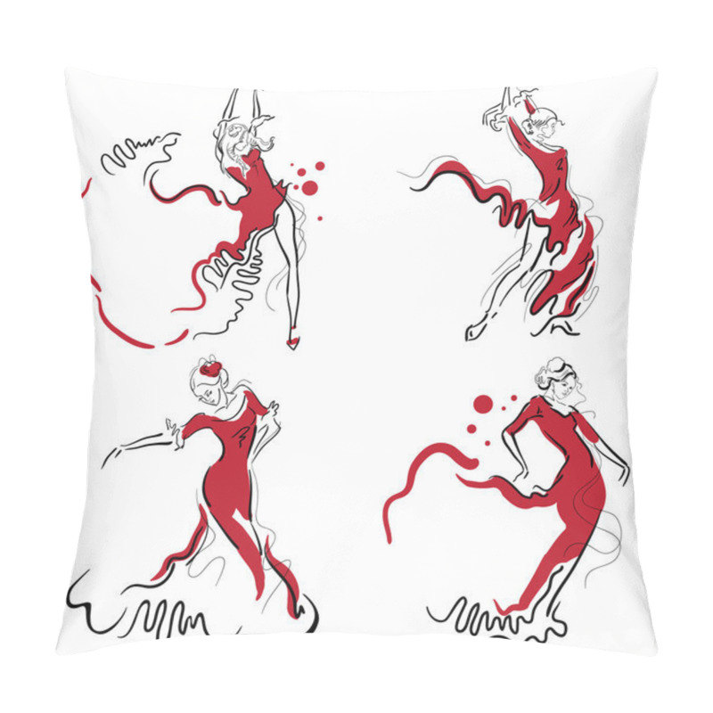 Personality  Flamenco Dance Vector Sketches. Pillow Covers