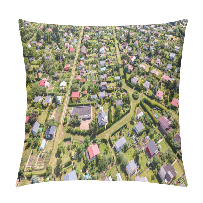 Personality  Wide Angle Aerial View Of Recreational And Vegetable Gardens In Ilawa, Poland, Photo Taken From Drone Pillow Covers