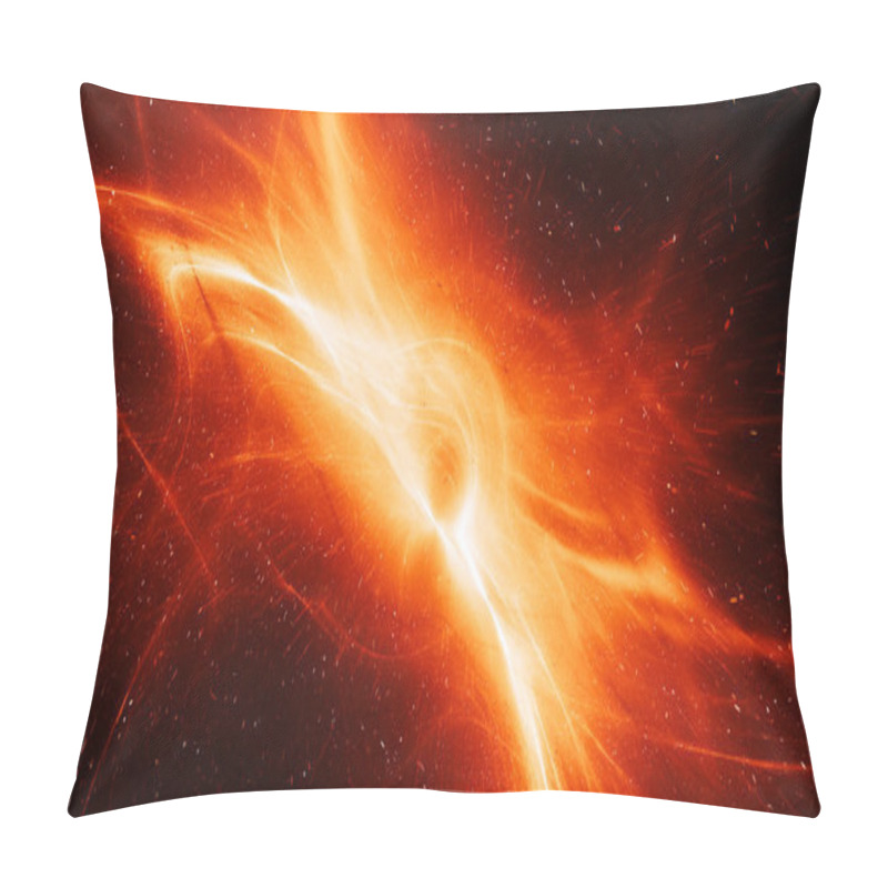 Personality  Fiery Glowing Interstellar Plasma Field In Deep Space, Computer Generated Abstract Background, 3D Rendering Pillow Covers