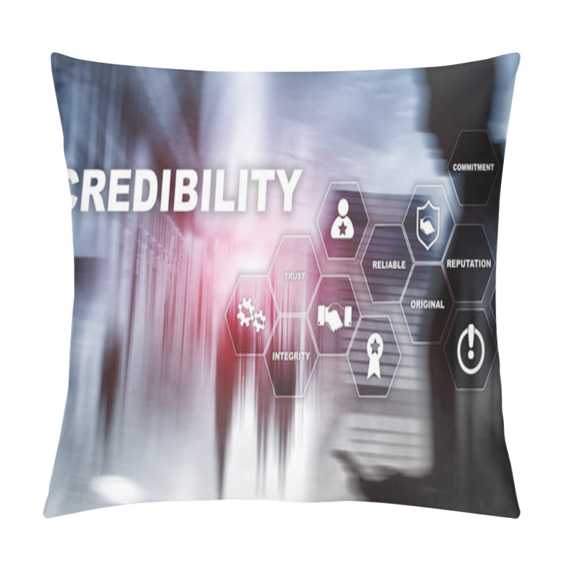 Personality  Corporate Credibility Improvement Concept. Multiple Exposure, Mixed Media Background. Pillow Covers