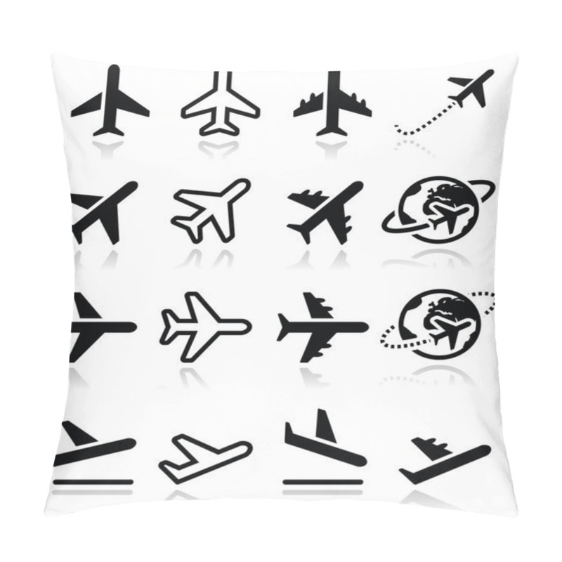 Personality  Plane, Flight, Airport Icons Set Pillow Covers