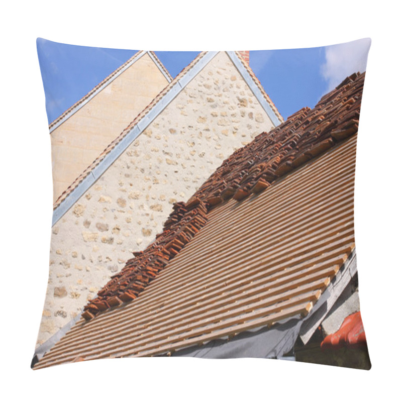 Personality  Renovation Of A Tiled Roof Of An Old House Pillow Covers