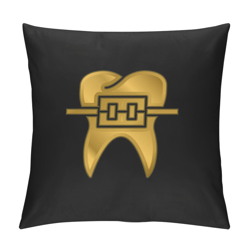 Personality  Braces Gold Plated Metalic Icon Or Logo Vector Pillow Covers