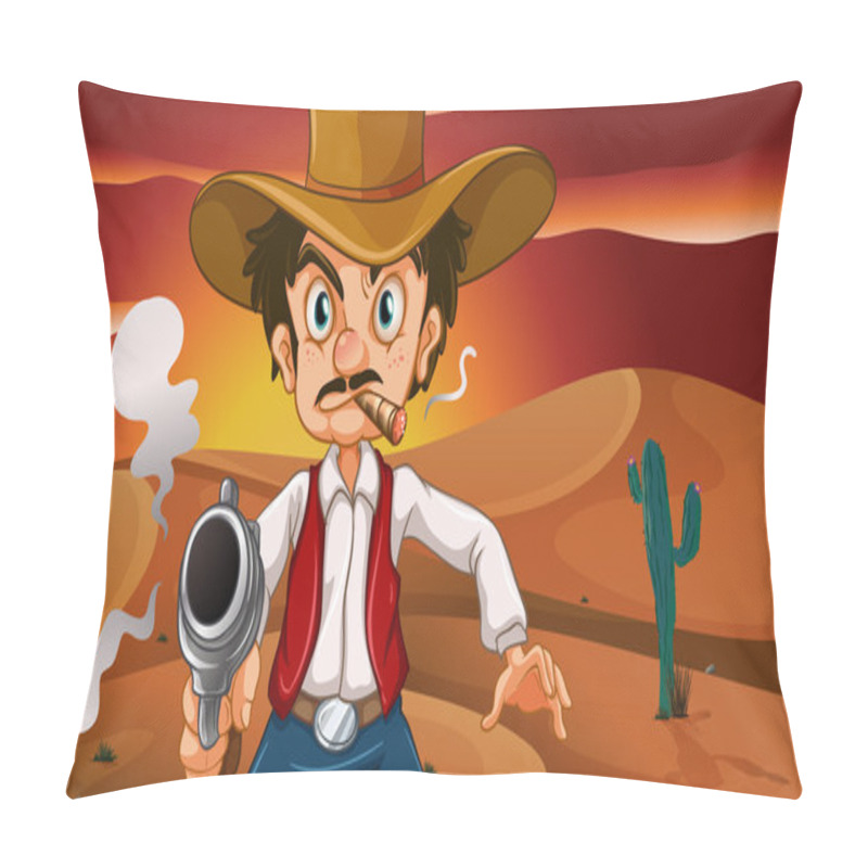 Personality  A Mad Cowboy With A Weapon Pillow Covers