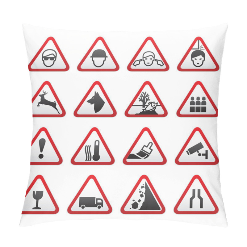 Personality  Set Simple Of Triangular Warning Hazard Signs Pillow Covers