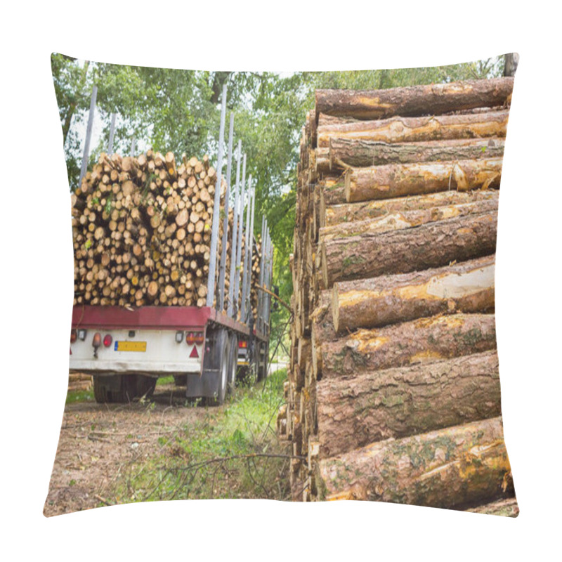 Personality  Truck And Trailer Loaded With Pine Tree Trunks Pillow Covers