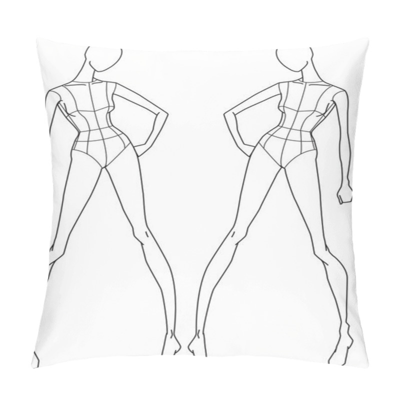 Personality  FEMALE WOMEN CROQUIS FRONT DIFFERENT SIDE POSES VECTOR SKETCH Pillow Covers