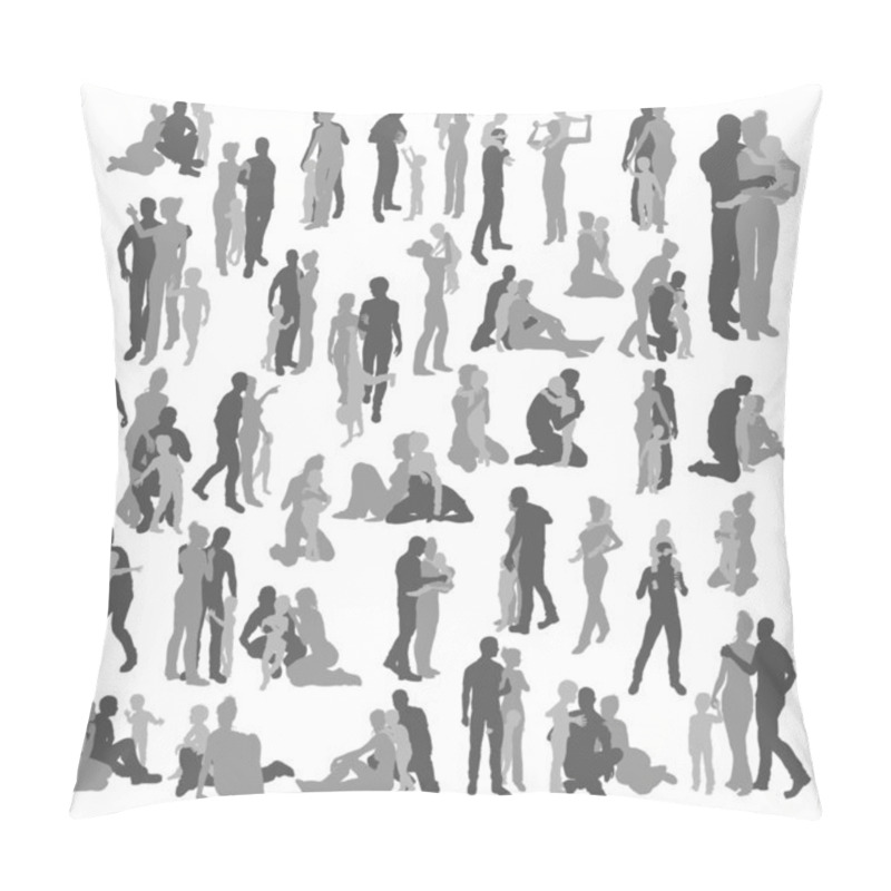 Personality  Highly Detailed Happy Family Silhouettes Pillow Covers