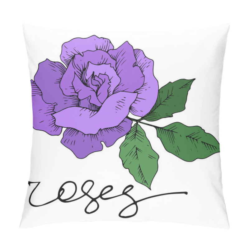 Personality  Vector Rose Floral Botanical Flowers. Black And White Engraved Ink Art. Isolated Roses Illustration Element. Pillow Covers