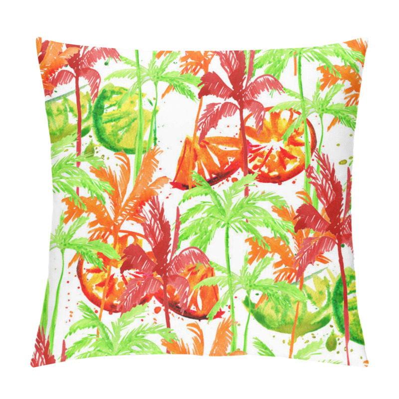 Personality  Wallpaper With Palm Trees And Fruits. Pillow Covers