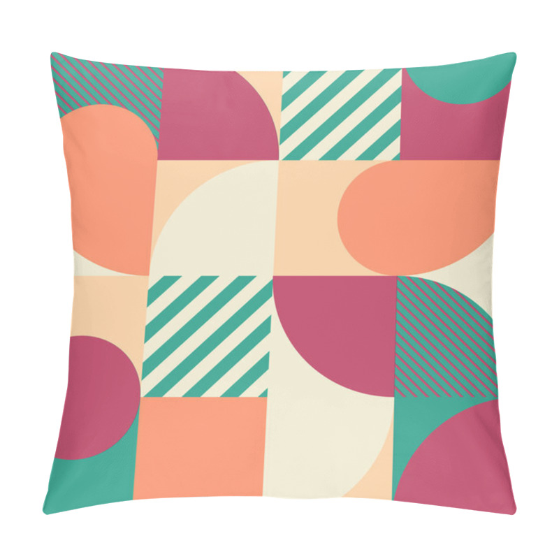 Personality  Colorful Geometric Seamless Pattern In Scandinavian Style. Abstract Vector Background With Multicolor Simple Shapes And Textures. Pillow Covers