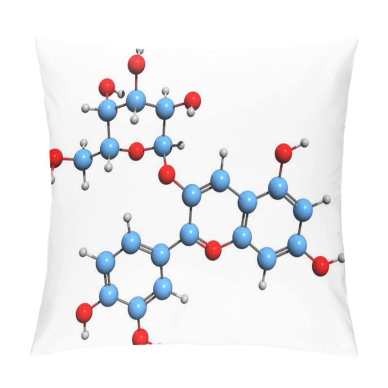 Personality   3D Image Of Ideain Skeletal Formula - Molecular Chemical Structure Of Cyanidin 3-O-galactoside Isolated On White Background Pillow Covers