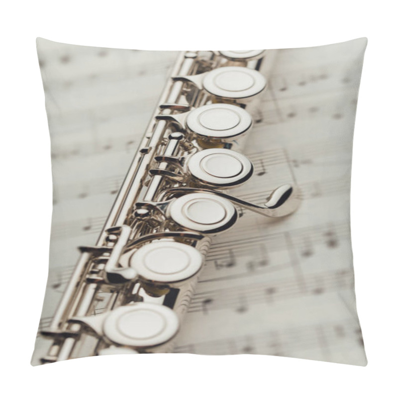 Personality  Transverse Flute On Music Sheet Pillow Covers