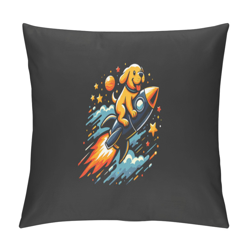 Personality  Dog Riding Rocket Vector Illustration Artwork Design Pillow Covers