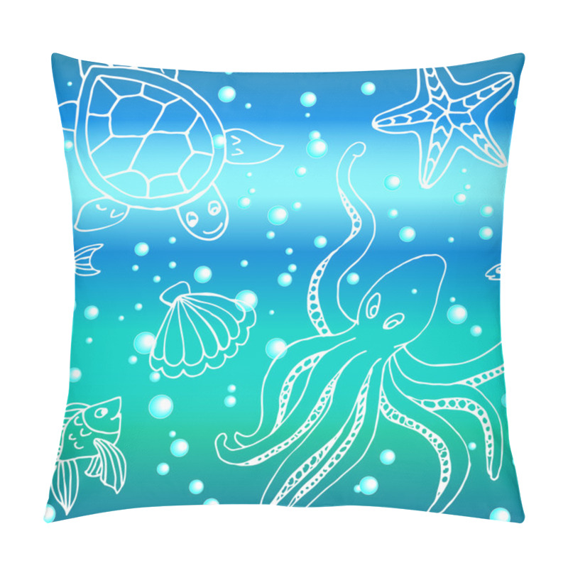 Personality  Hand Drawn Pattern With Different Sea Creatures Pillow Covers