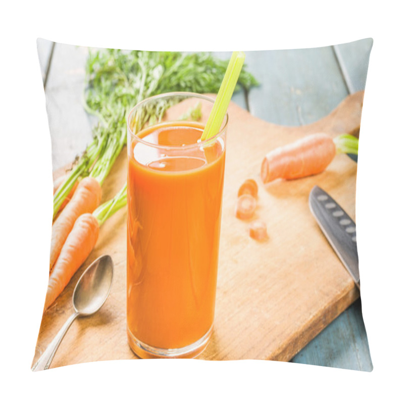 Personality  A Glass Of Carrot Juice With Fresh Carrots Pillow Covers