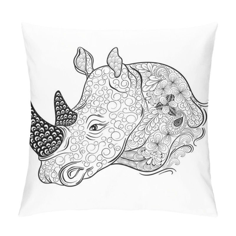 Personality  Rhinoceros Head Doodle Pillow Covers