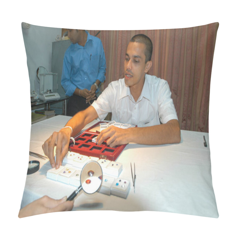 Personality  The Gemologist Expertise In His Laboratory Pillow Covers