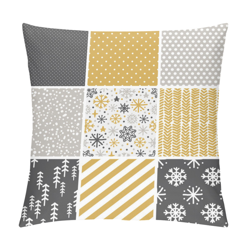 Personality  Cute Scandinavian Winter Hand Drawn Seamless Patterns Set Pillow Covers