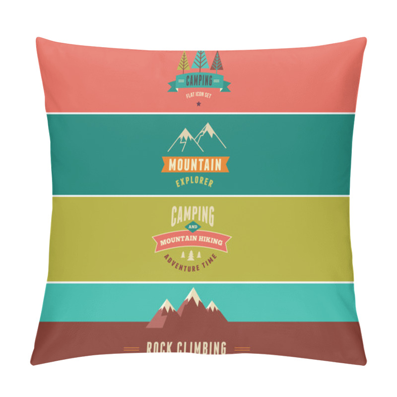 Personality  Hiking, Camp Banners, Backgrounds And Elements Pillow Covers