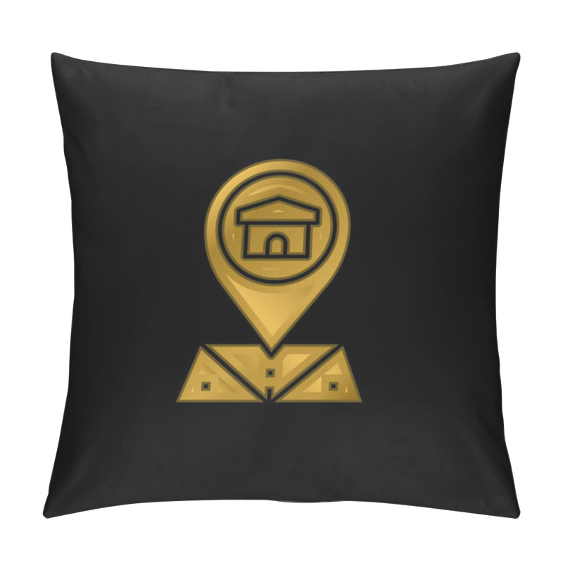 Personality  Address Gold Plated Metalic Icon Or Logo Vector Pillow Covers