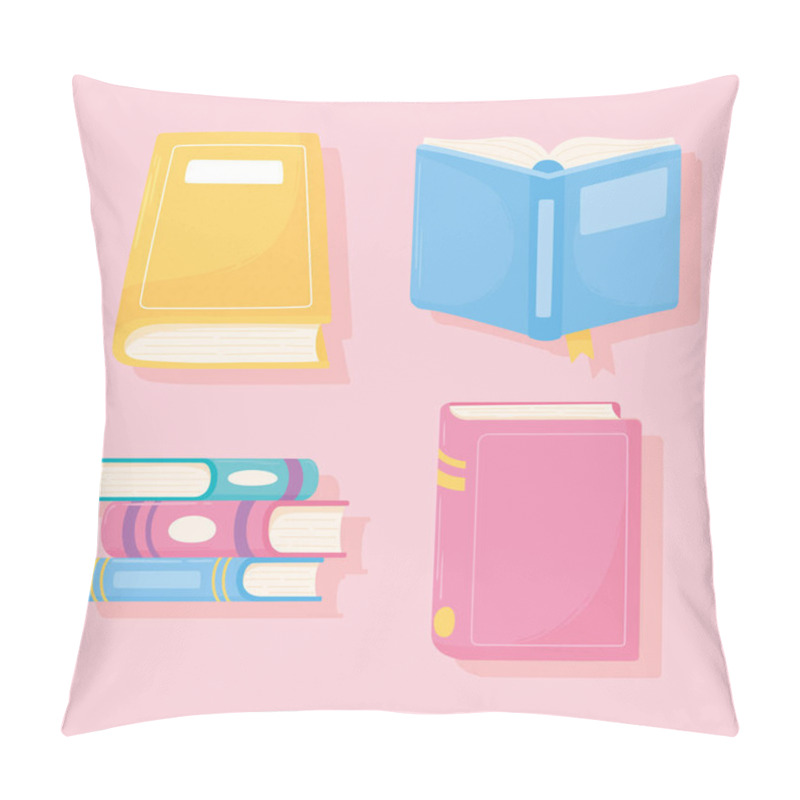 Personality  Books Icons Set Learn Read Study And Literature Design Pillow Covers