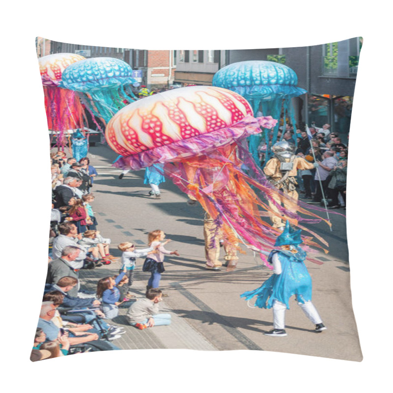 Personality  Genk, Belgium - May 1st 2019: Participants Of Annual O-parade. Pillow Covers