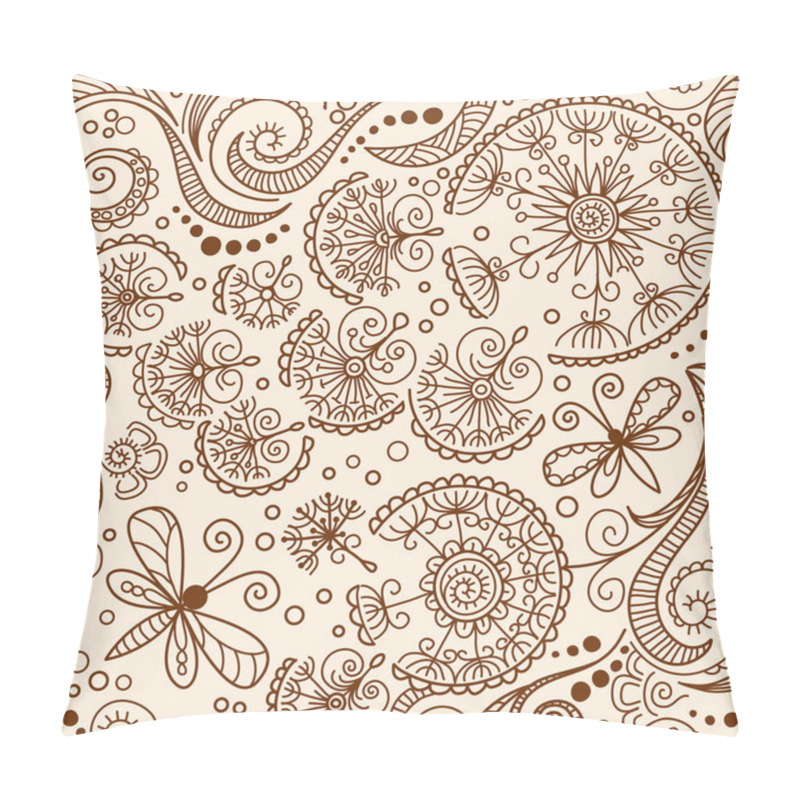 Personality  Vector Seamless Henna Mehndi Doodle Pattern Pillow Covers