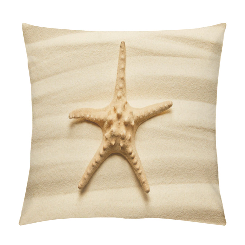 Personality  Yellow Starfish On Golden Sandy Beach In Summertime  Pillow Covers