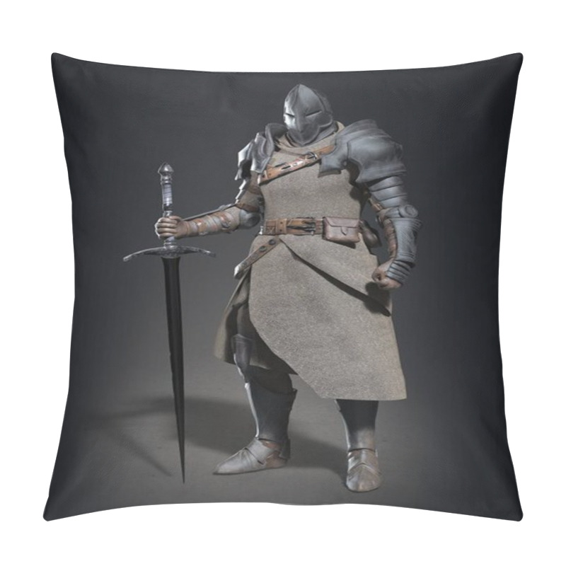 Personality  A Knight With A Sword. 3d Illustration Pillow Covers