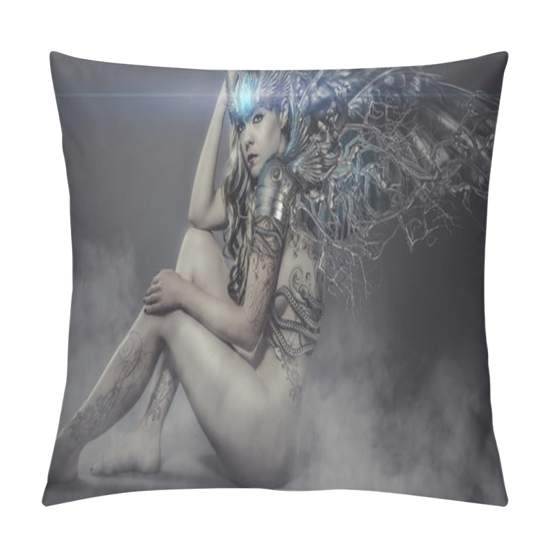 Personality  Woman With Iron And Metal Wings Pillow Covers