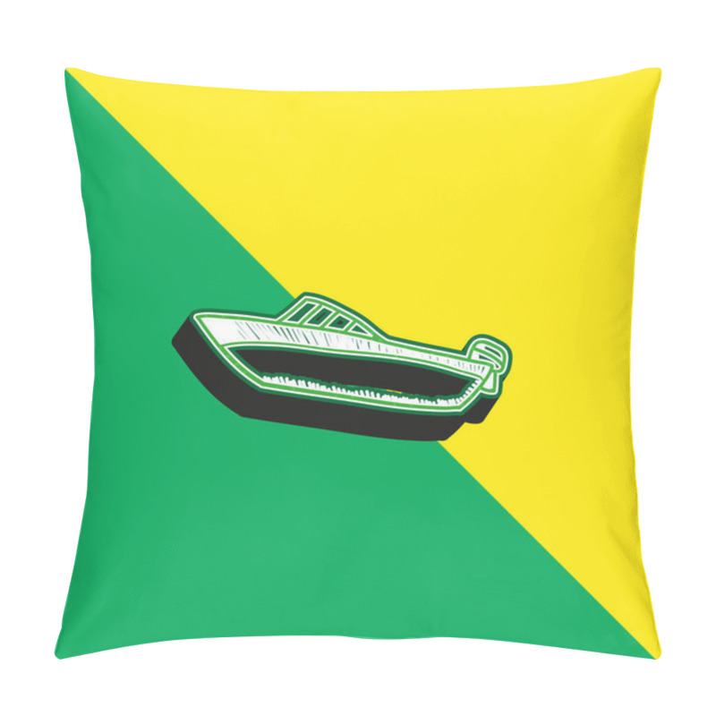 Personality  Boat Green And Yellow Modern 3d Vector Icon Logo Pillow Covers