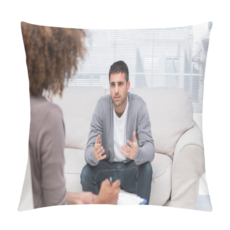 Personality  Depressed Man Speaking To A Therapist Pillow Covers