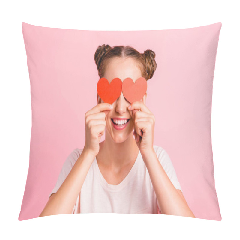 Personality  14-february Concept. Close Up Portrait Of Charming, Lovely, Cute Pillow Covers