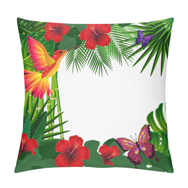 Personality  Floral Design Background. Tropical Orchid Flowers, Birds. Pillow Covers