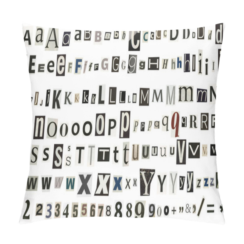 Personality  Newspaper, Magazine Alphabet With Numbers And Symbols Pillow Covers