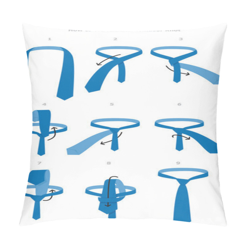 Personality  Half Windsor Knot Tying Instructions, Flat Vector Design Pillow Covers