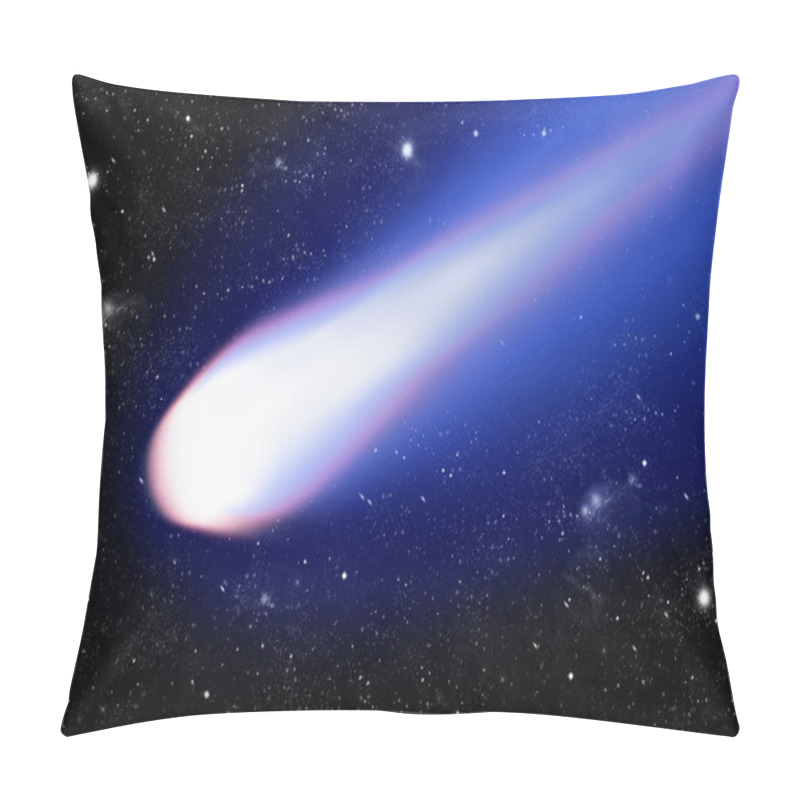 Personality  Shiny Comet With Blue Tail On Starry Background Pillow Covers