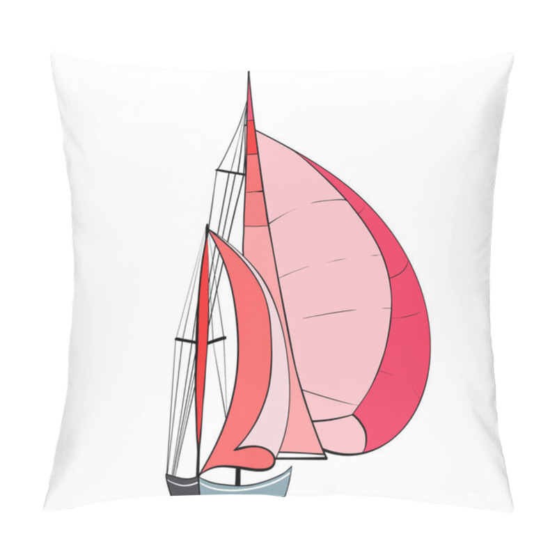 Personality  Sport Yacht With Red Sails Pillow Covers