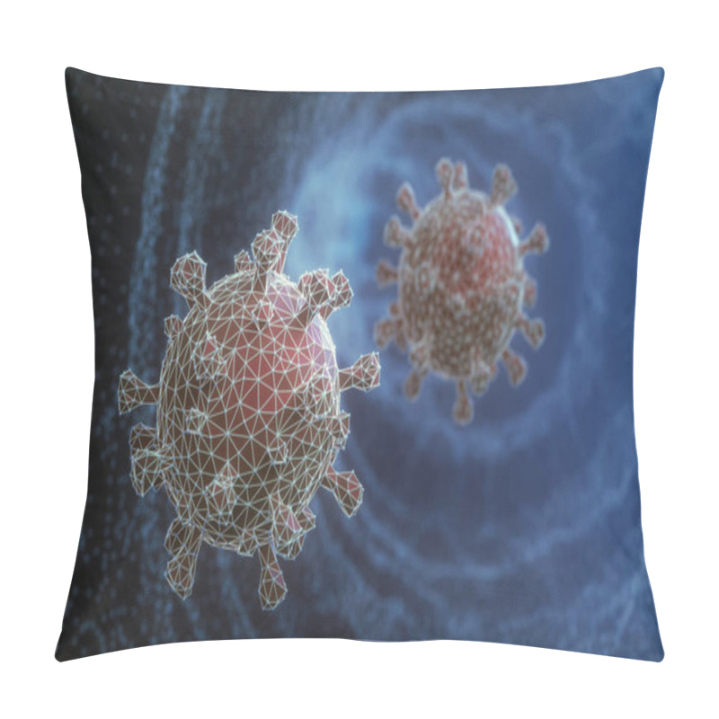 Personality  3D Illustration, Concept Image Of The Structure Of A Virus. Pillow Covers