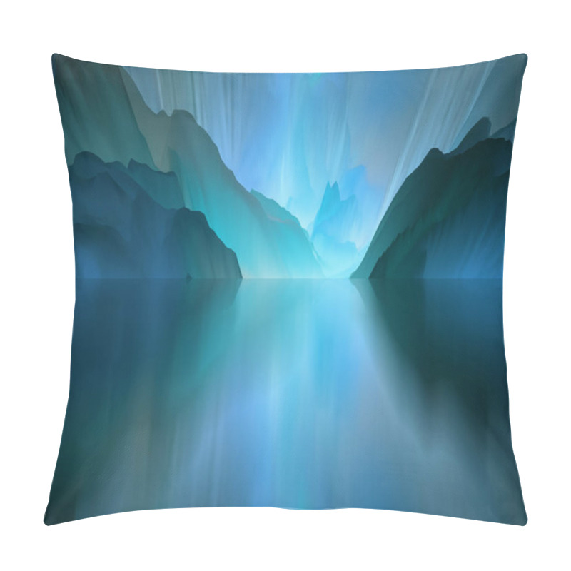 Personality  Magical World. Abstract Landscape, Surreal Lake And Reflections. Art, Creativity And Imagination. 3d Illustration. Pillow Covers