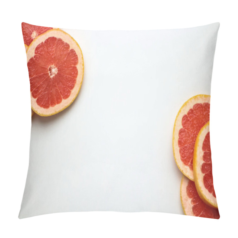 Personality  Round Grapefruit Slices Isolated On White Surface  Pillow Covers