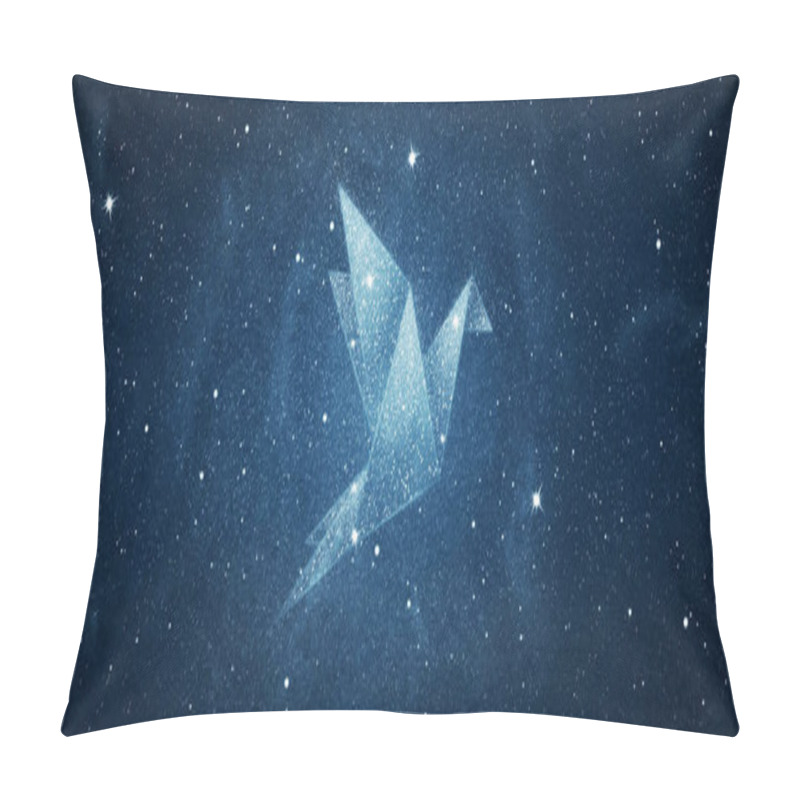 Personality  Stars In Origami Bird Shape Over Blue Night Sky Background Pillow Covers