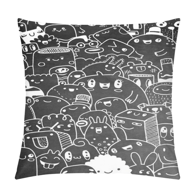 Personality  Fun Cute Cartoon Monsters For Kids Design Collection ,Hand Drawn Pillow Covers