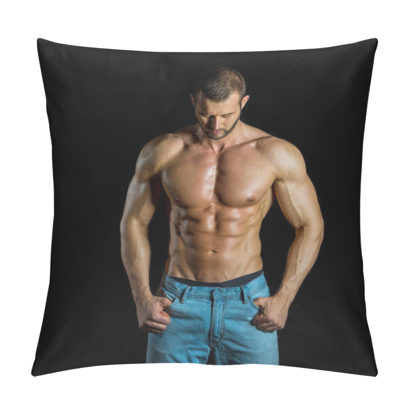 Personality  Man Posing In Jeans Pillow Covers