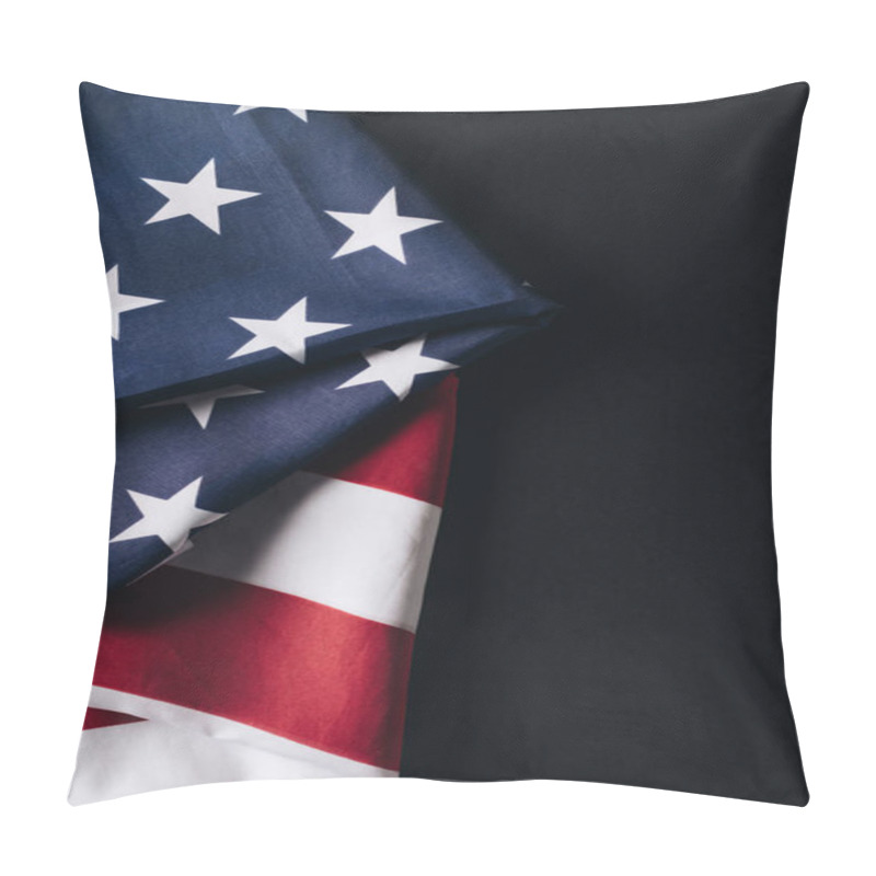 Personality  Folded United States National Flag Isolated On Black, Memorial Day Concept Pillow Covers